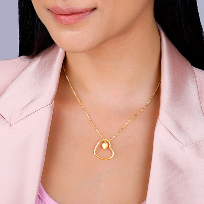 Rose gold heart necklace with cz -