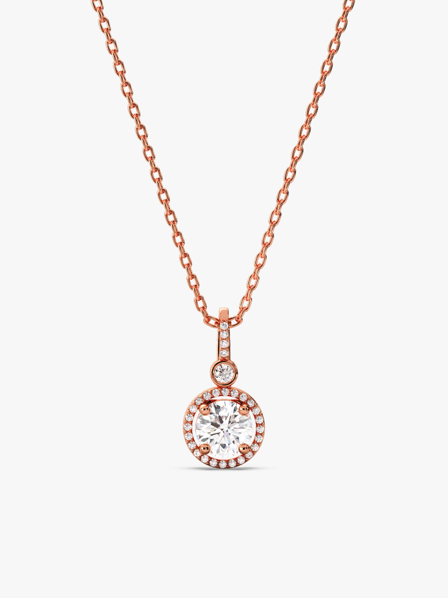 Rose Gold Drizzle Drop Pendant With Link Chain