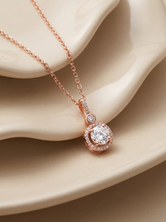 Rose Gold Drizzle Drop Pendant With Link Chain