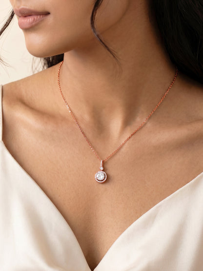 Rose Gold Drizzle Drop Pendant With Link Chain