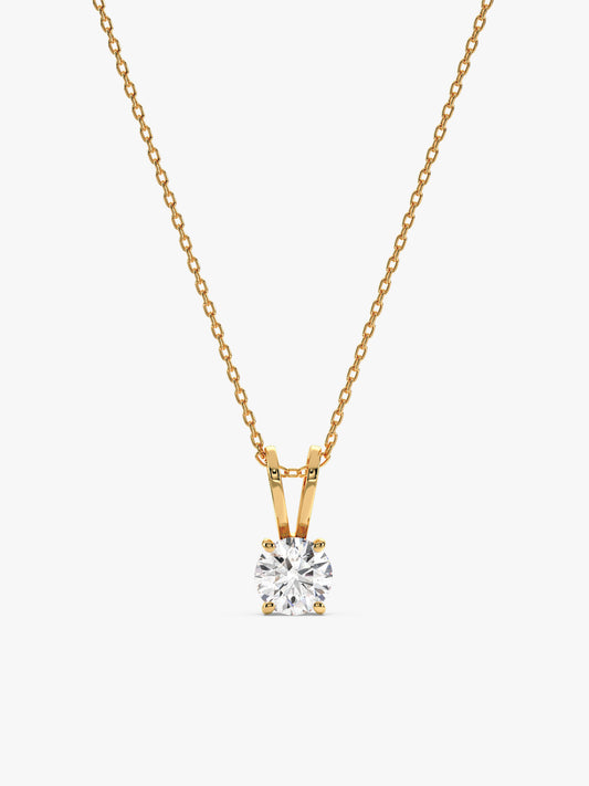 Golden Zircon Pendant with Link Chain