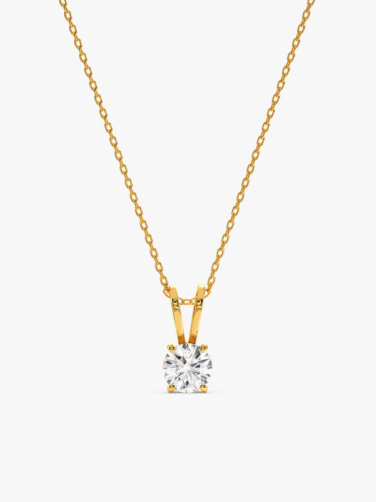 Golden Zircon Pendant with Link Chain