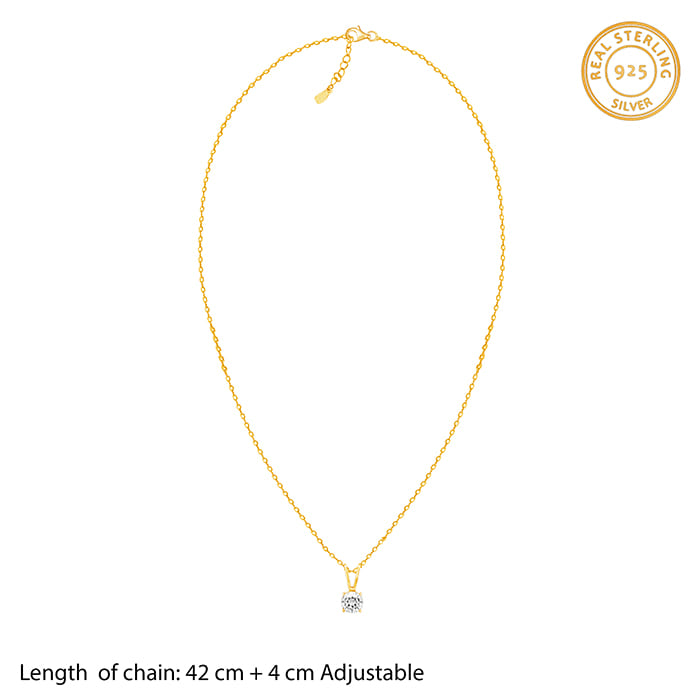 Golden Zircon Pendant with Link Chain