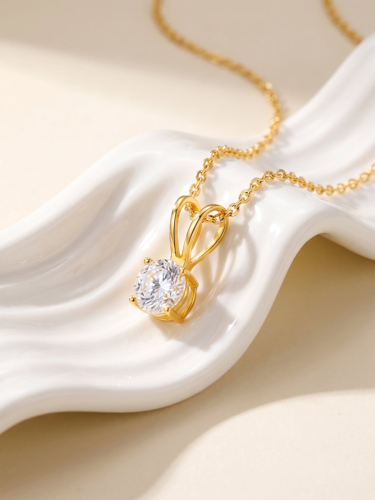 Golden Zircon Pendant with Link Chain