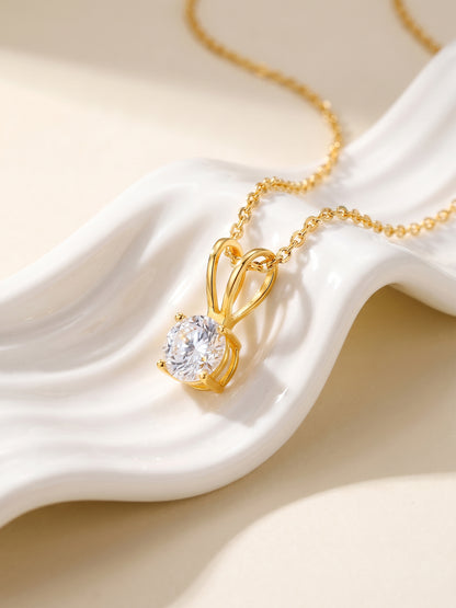 Golden Zircon Pendant with Link Chain