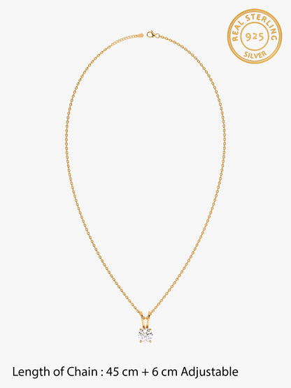 Golden Zircon Pendant with Link Chain