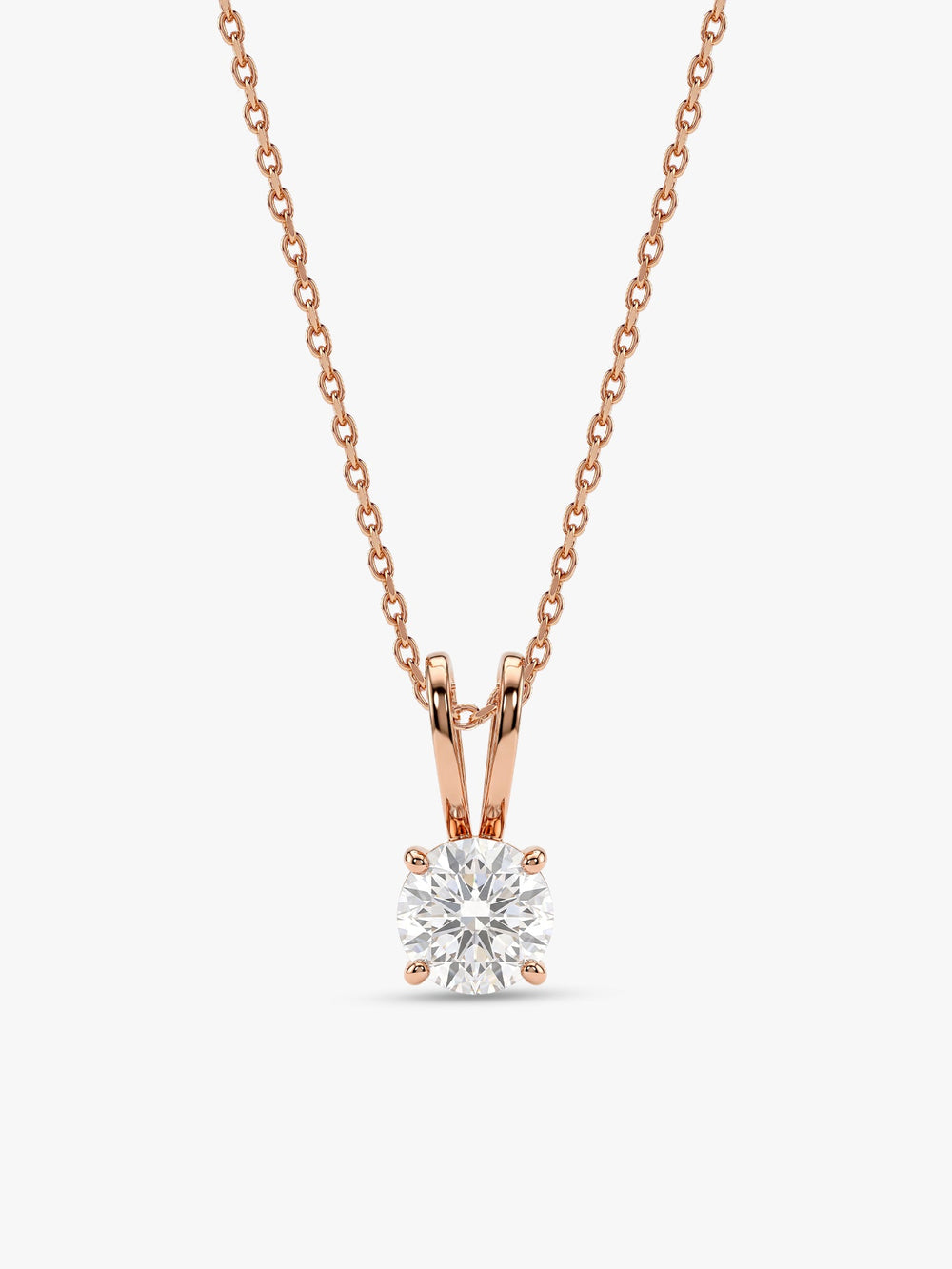 Rose Gold Zircon Pendant with Link Chain