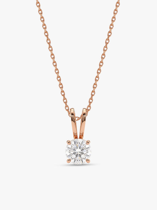 Rose Gold Zircon Pendant with Link Chain
