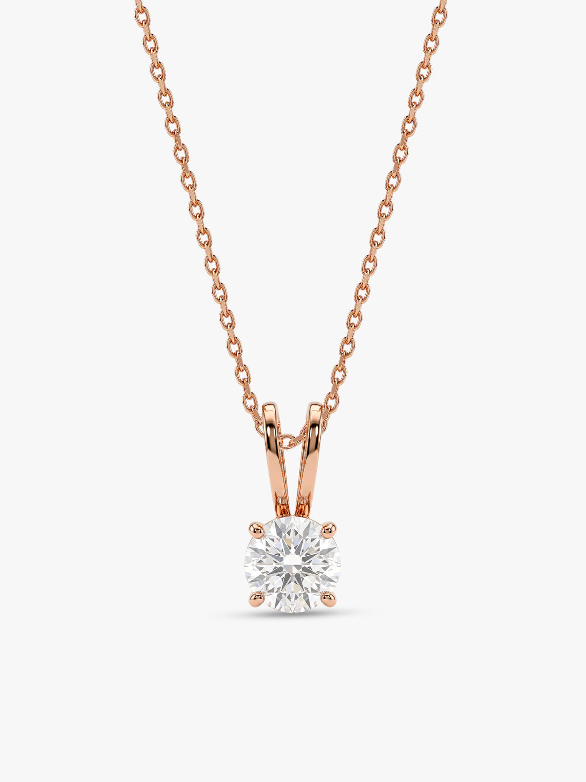 Rose Gold Zircon Pendant with Link Chain