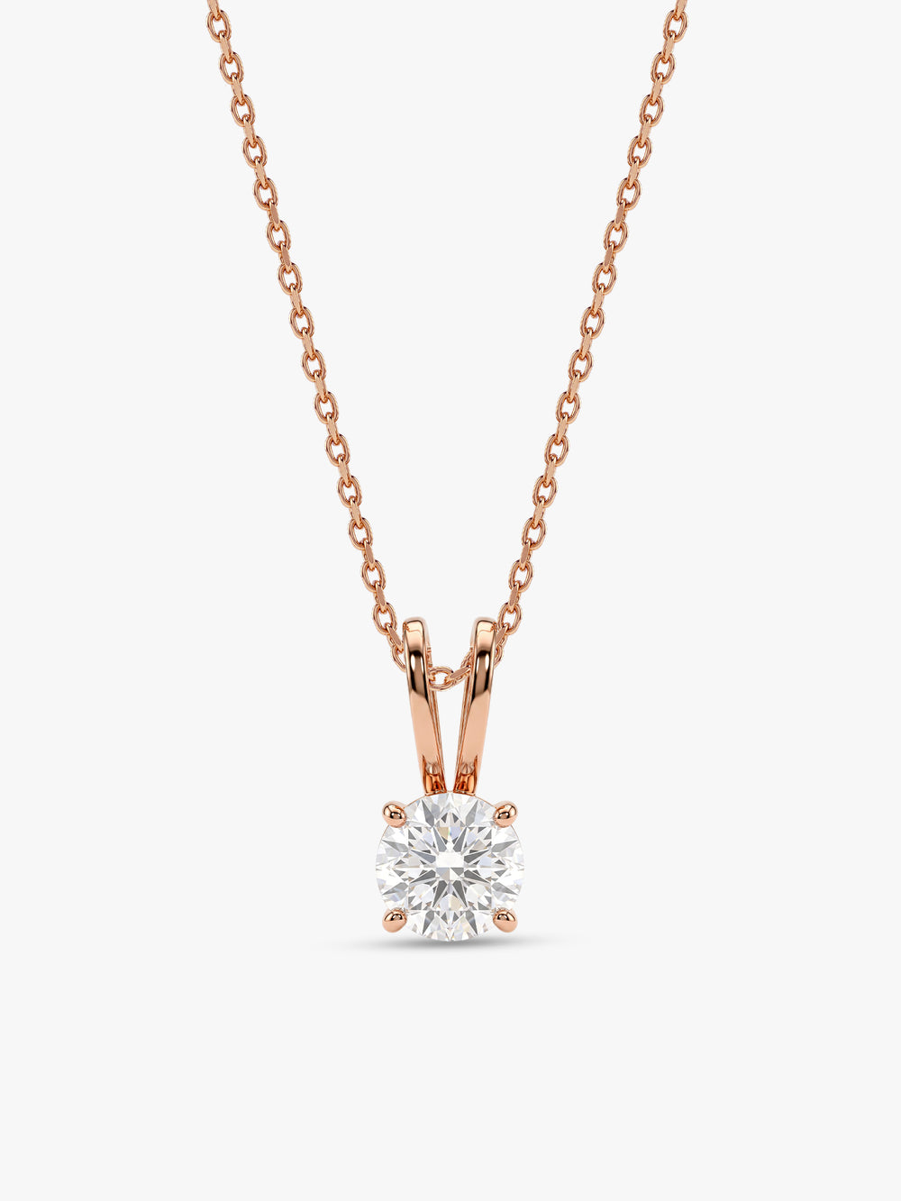 Rose Gold Zircon Pendant with Link Chain