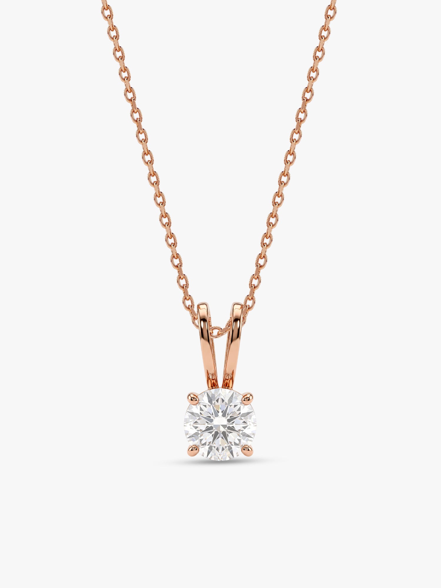 Rose Gold Zircon Pendant with Link Chain