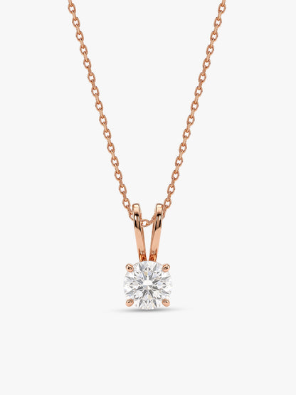 Rose Gold Zircon Pendant with Link Chain