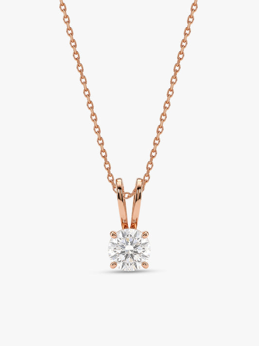 Rose Gold Zircon Pendant with Link Chain