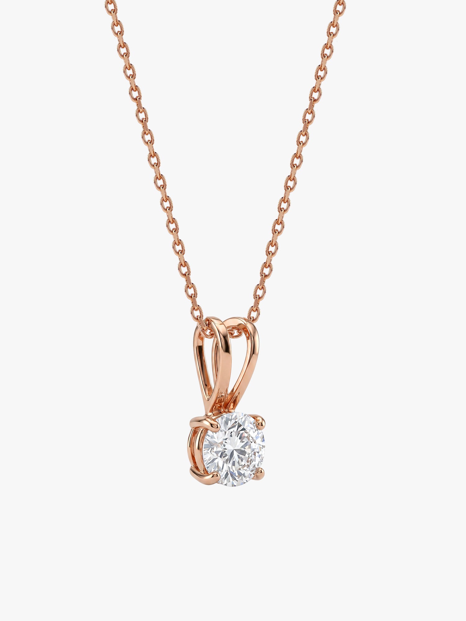 Rose Gold Zircon Pendant with Link Chain
