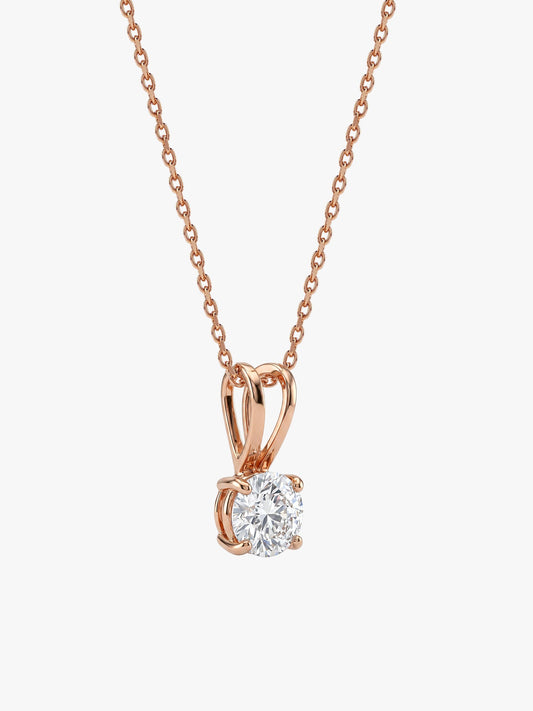 Rose Gold Zircon Pendant with Link Chain