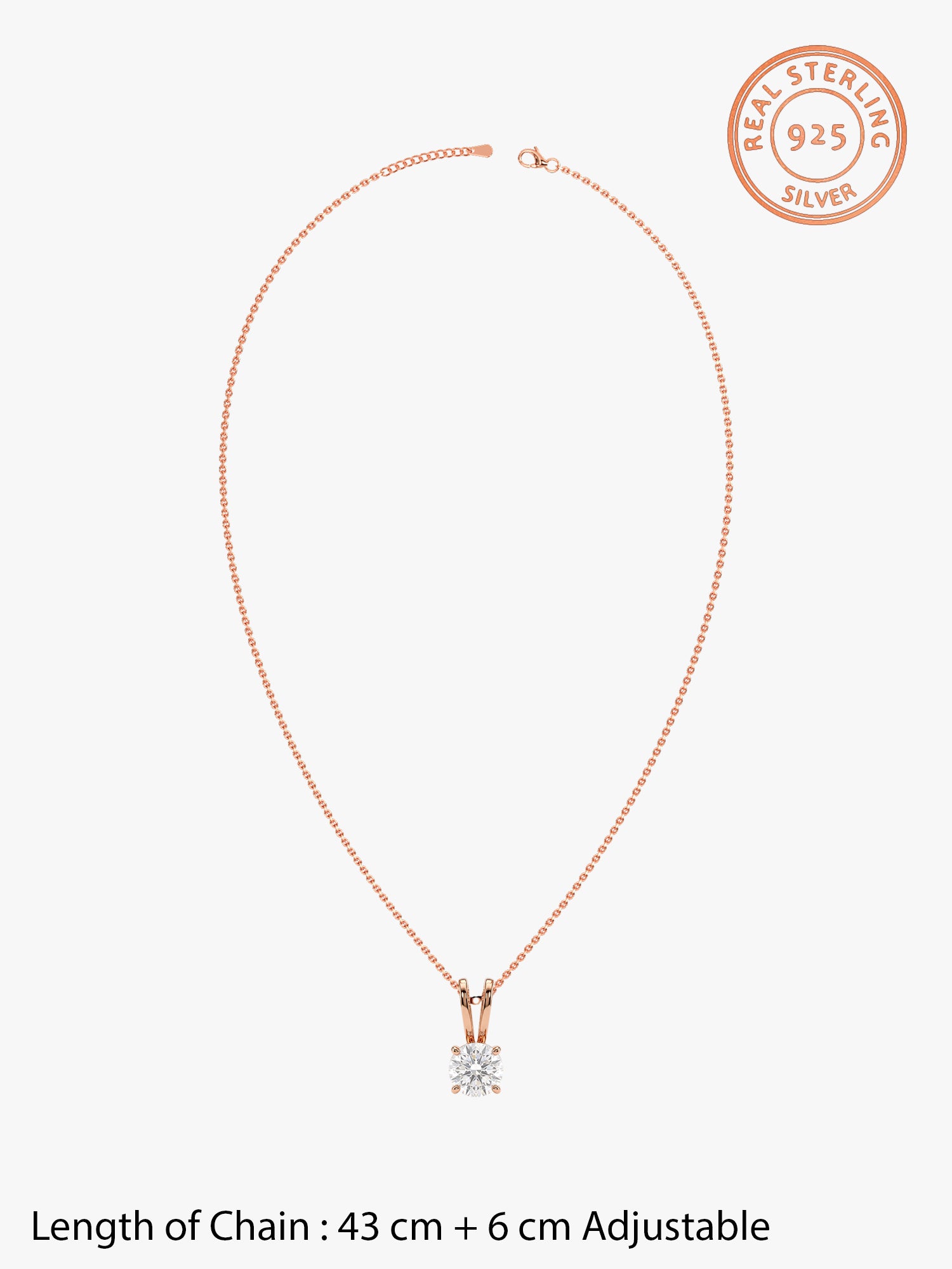 Rose Gold Zircon Pendant with Link Chain