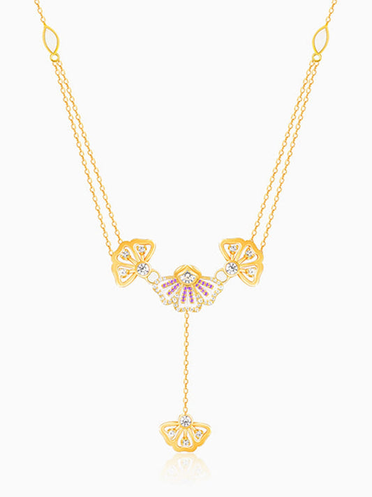Golden Elegant Eyebright Lariat Necklace
