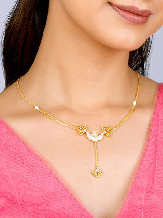 Golden Elegant Eyebright Lariat Necklace