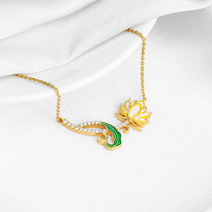 Golden Brilliant Brahma Kamal Necklace