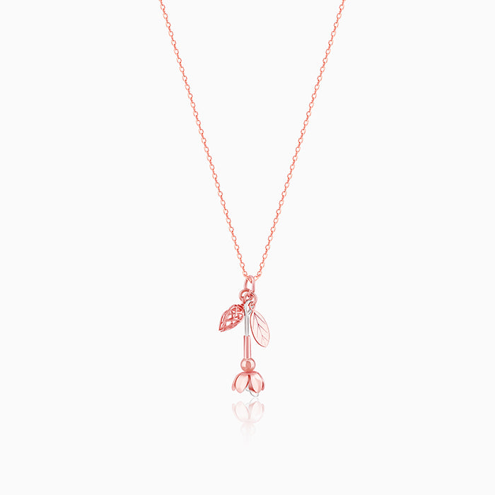 Silver And Rose Gold Brahma Kamal Convertible Pendant With Link Chain