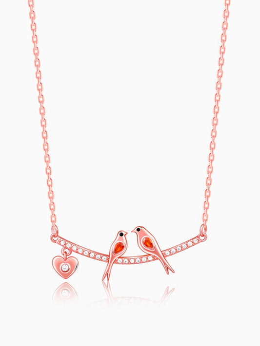 Rose Gold Love Bird Necklace
