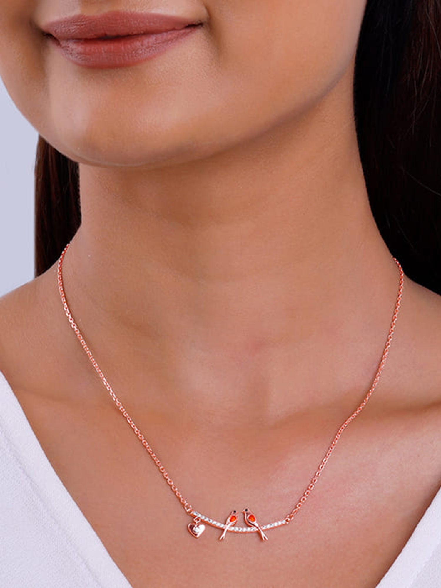 Rose Gold Love Bird Necklace