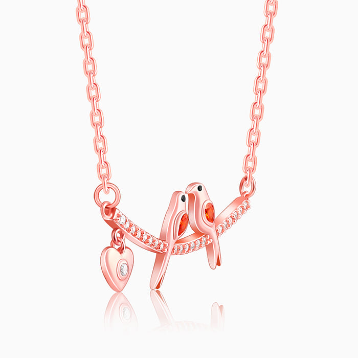 Rose Gold Love Bird Necklace - view 4