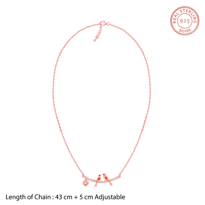 Rose Gold Love Bird Necklace - view 5