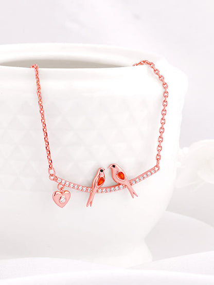 Rose Gold Love Bird Necklace