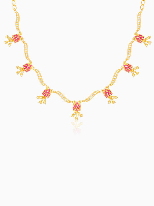 Golden Brahma Kamal Bud Necklace