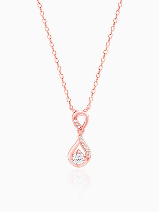 Rose Gold Zircon Twist Pendant With Link Chain