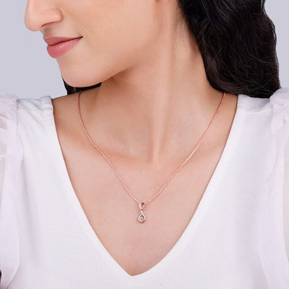 Rose Gold Zircon Twist Pendant With Link Chain