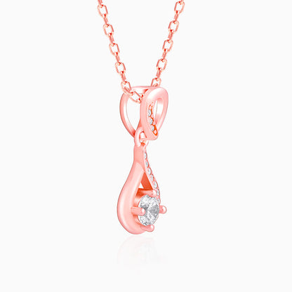 Rose Gold Zircon Twist Pendant With Link Chain