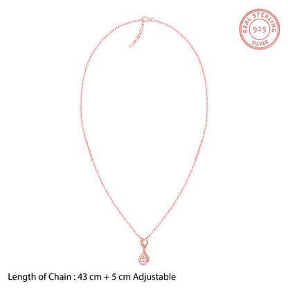 Rose Gold Zircon Twist Pendant With Link Chain