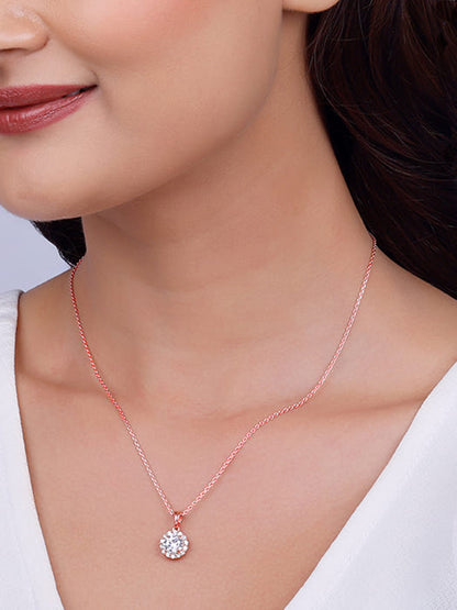 Rose Gold Eve Beauty Pendant With Link Chain