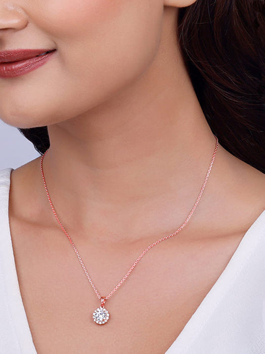 Rose Gold Eve Beauty Pendant With Link Chain