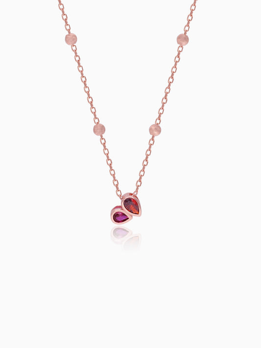 Rose Gold Crimson Heart Necklace