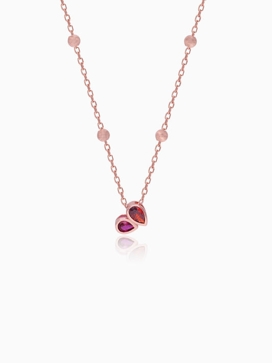 Rose Gold Crimson Heart Necklace