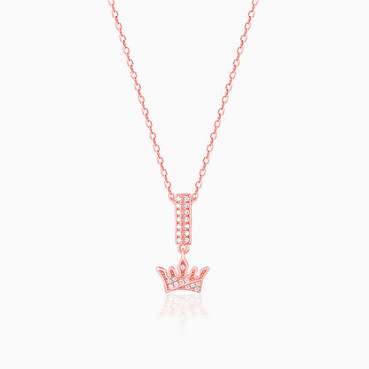 Rose Gold Crown Pendant with Link Chain