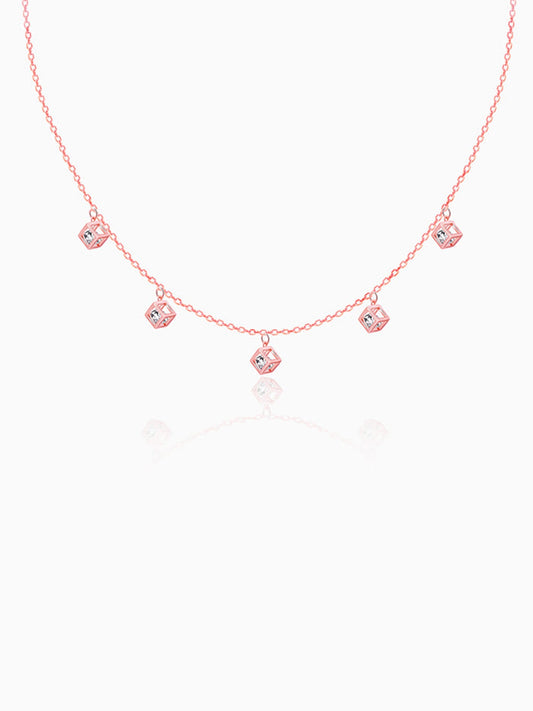 Rose Gold Cubic Crystal Necklace