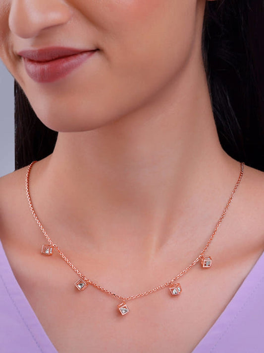 Rose Gold Cubic Crystal Necklace