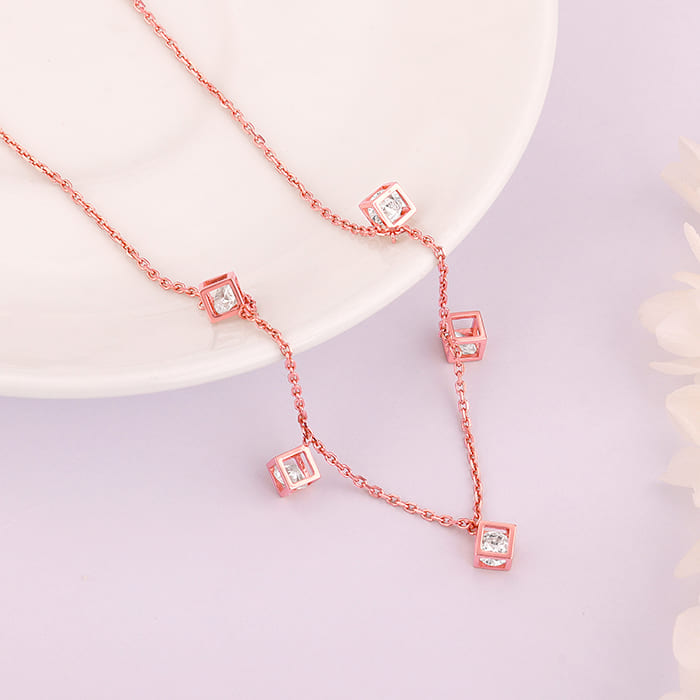 Rose Gold Cubic Crystal Necklace