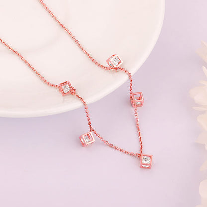 Rose Gold Cubic Crystal Necklace