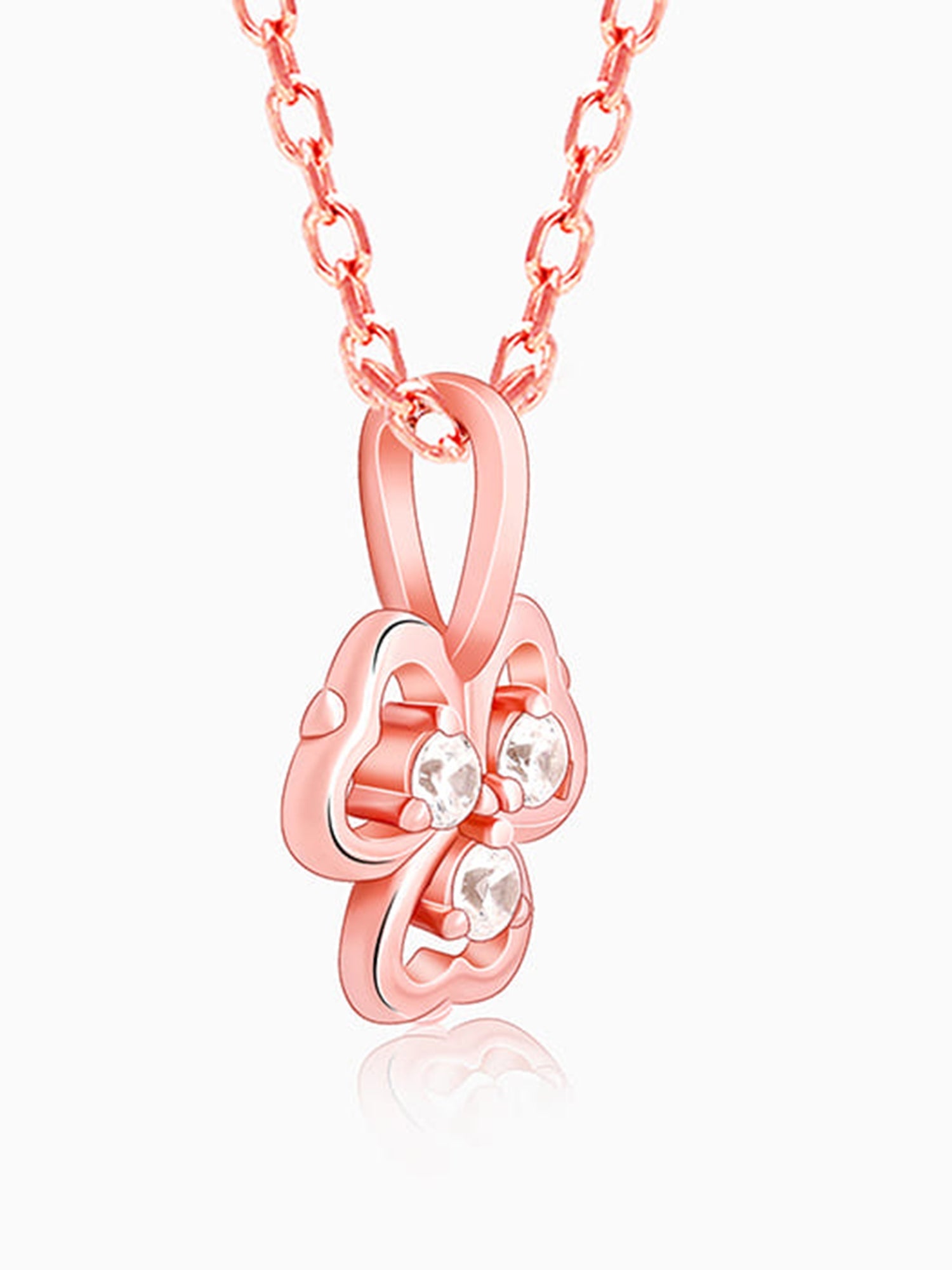 Rose Gold Three Leaf Clover Pendant With Link Chain
