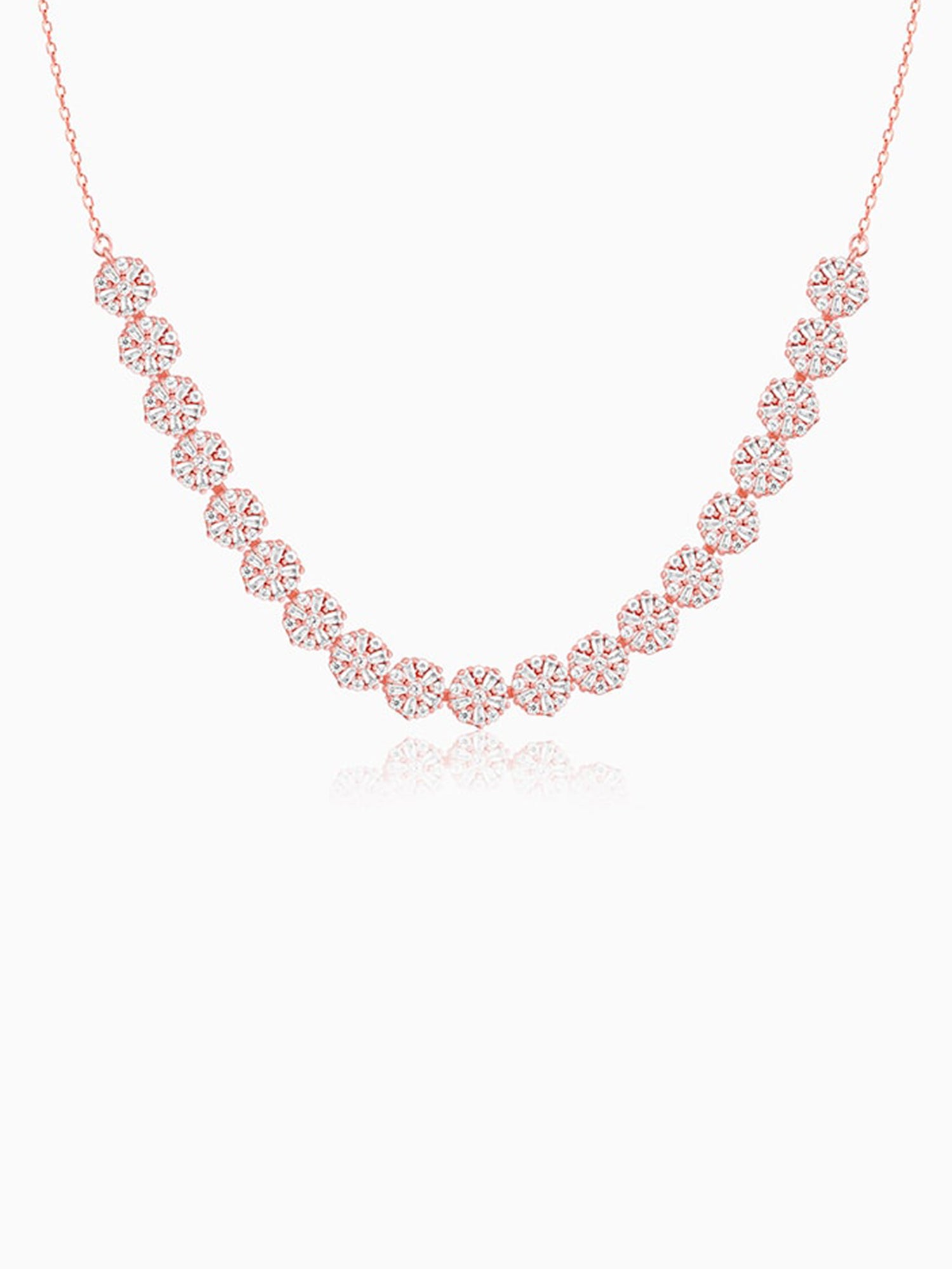 Rose Gold Studded Flower Necklace