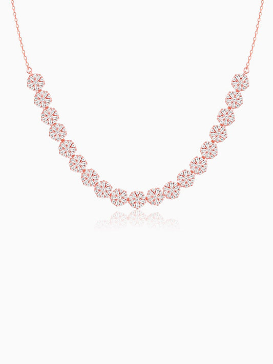 Rose Gold Studded Flower Necklace