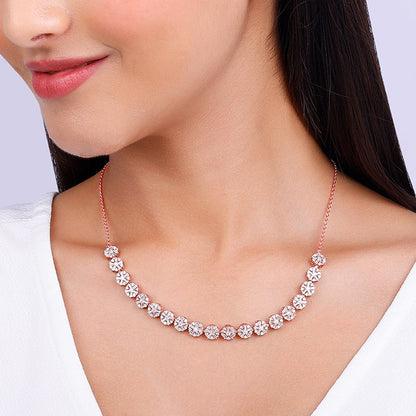 Rose Gold Studded Flower Necklace