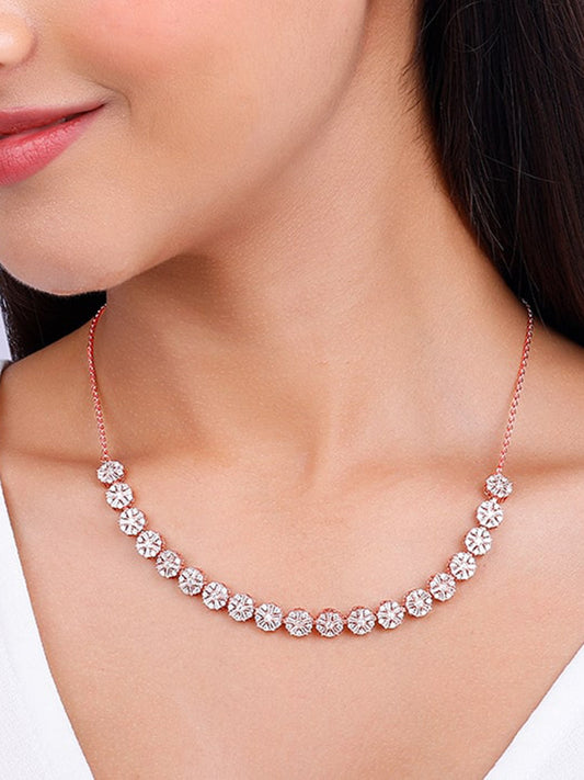 Rose Gold Studded Flower Necklace