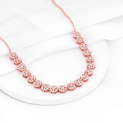 Rose Gold Studded Flower Necklace