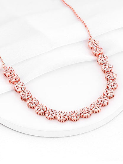Rose Gold Studded Flower Necklace